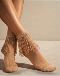 High Heel Jungle - Stevie Metallic Lurex Socks With Glitter Fringe