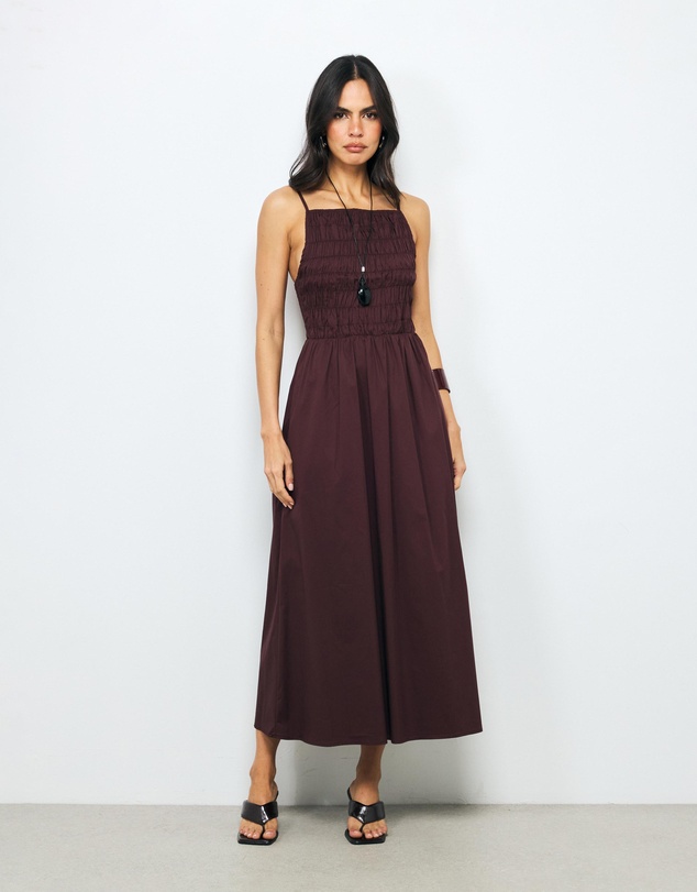 AERE - Mireya Cotton Shirred Midi Dress