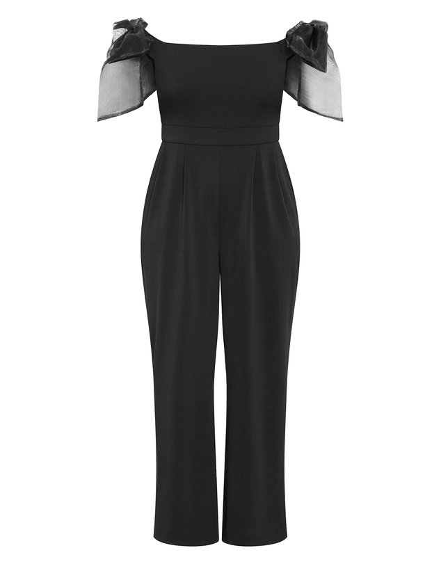 City Chic - Plus size Macie Bow Detail Jumpsuit - black