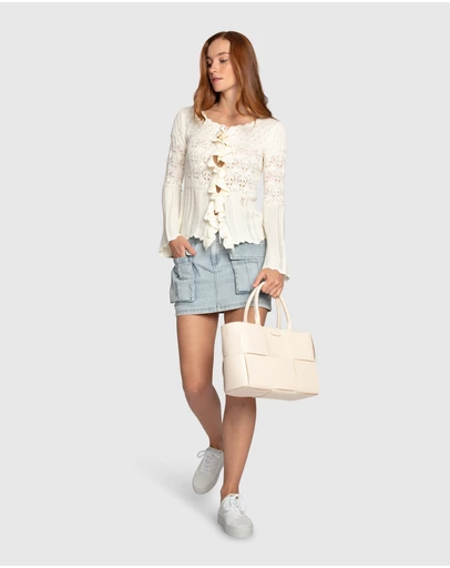 Belle & Bloom - Soft Sands Ruffle Knit Cardigan