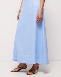 AERE - Cova Pleat Trim Linen Midi Dress