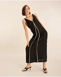 AERE - Zena Linen Contrast Midi Dress