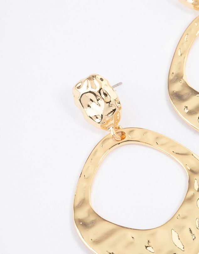 Lovisa - Gold Plated Molten Open Circle Drop Earrings