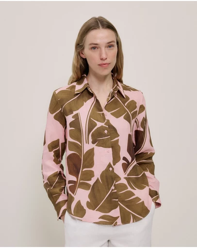 Trenery - Solara Linen Long Sleeve Shirt in Primrose