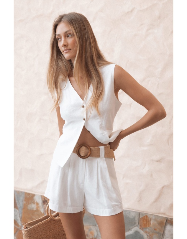 Petal & Pup - Elinor Cuffed Linen Short - Cream
