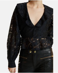 Cynthia Rowley - V Neck Lace Blouse