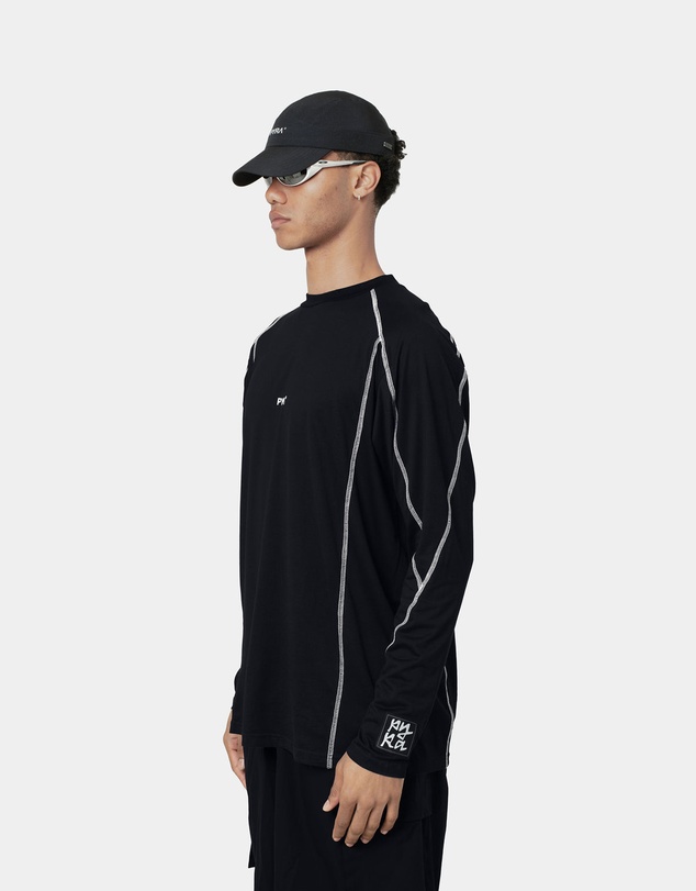 PYRA - CONTRAST LS TEE - BLACK