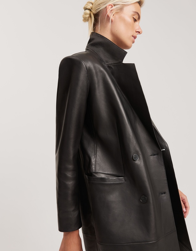 Country Road - Leather Double-breasted Coat