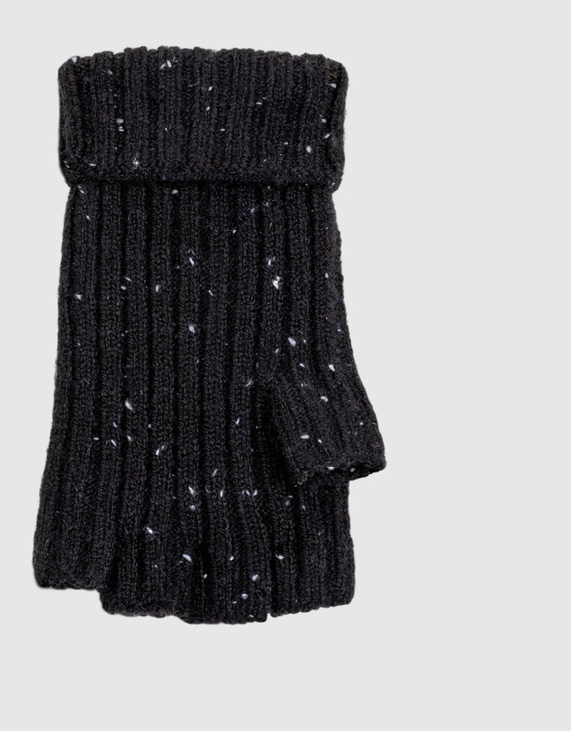 DENTS - Ribbed Knit Fingerless Gloves with Mitten Flap