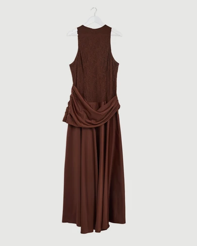 Revibe - Repaired CHANCERY Layla High Neck Lace Panelled Maxi Dress - AU 12