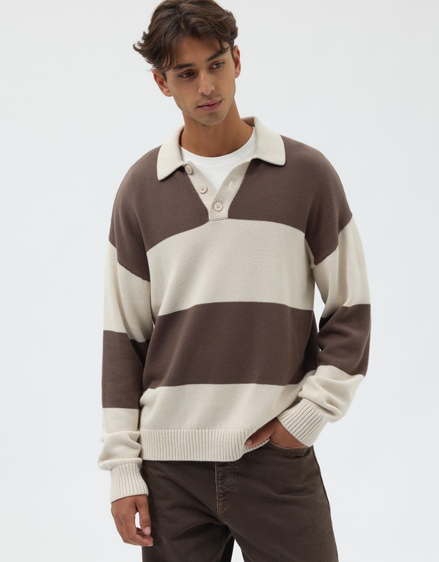 AERE - Organic Cotton Stripe Knit Rugby Polo