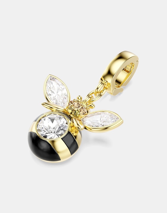 Swarovski - Idyllia charm, Mixed cuts, Bee, Multicoloured, Gold-tone plated
