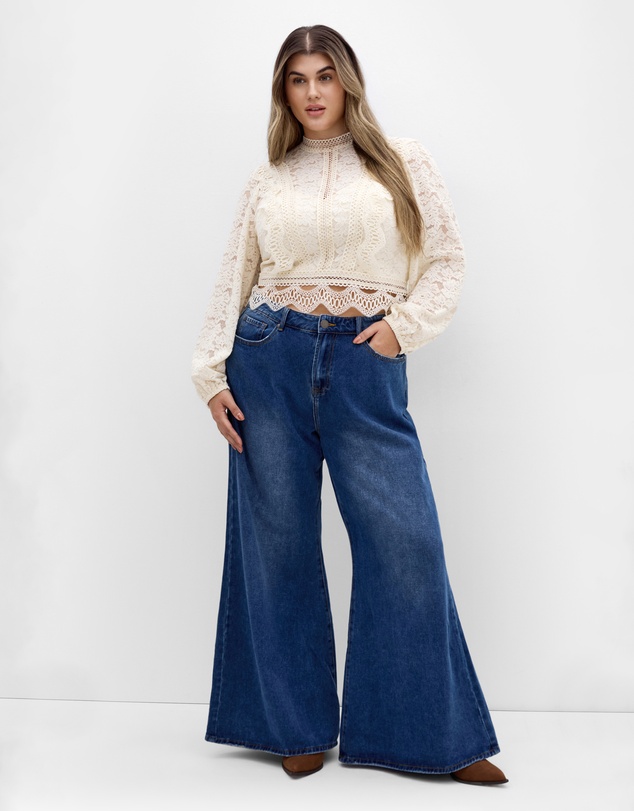 City Chic - Plus size Lucielle Long Sleeve Top - porcelain