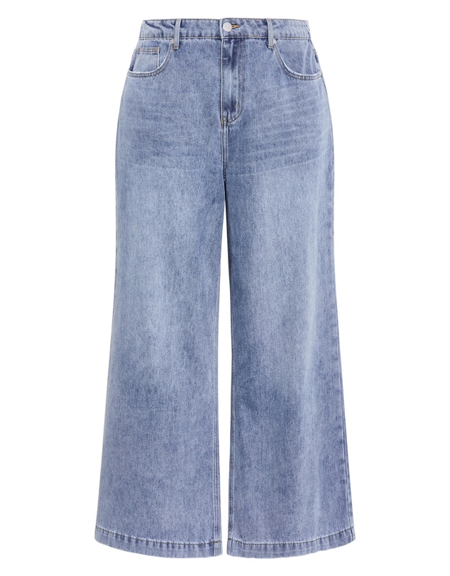 City Chic - Plus size Harley Fit Piper Palazzo Regular Jean - mid wash