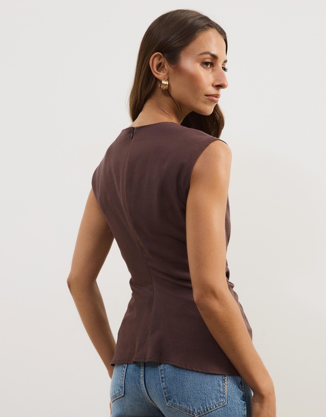 Atmos&Here - Liora Linen Blend Top with Tie