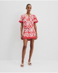 Country Road - Organically Grown Linen Print Fray Mini Skirt