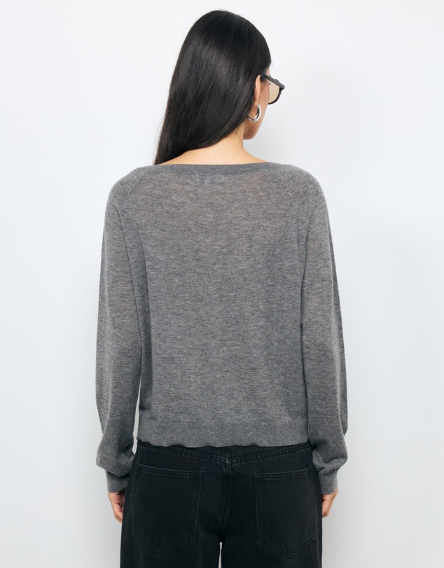 AERE - Asha Semi-Sheer Merino Wool Henley Top