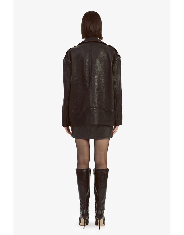 Bardot - Oversized Leather Biker Jacket
