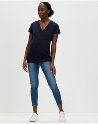 Angel Maternity - Maternity & Nursing Crossover Short Sleeve Tee