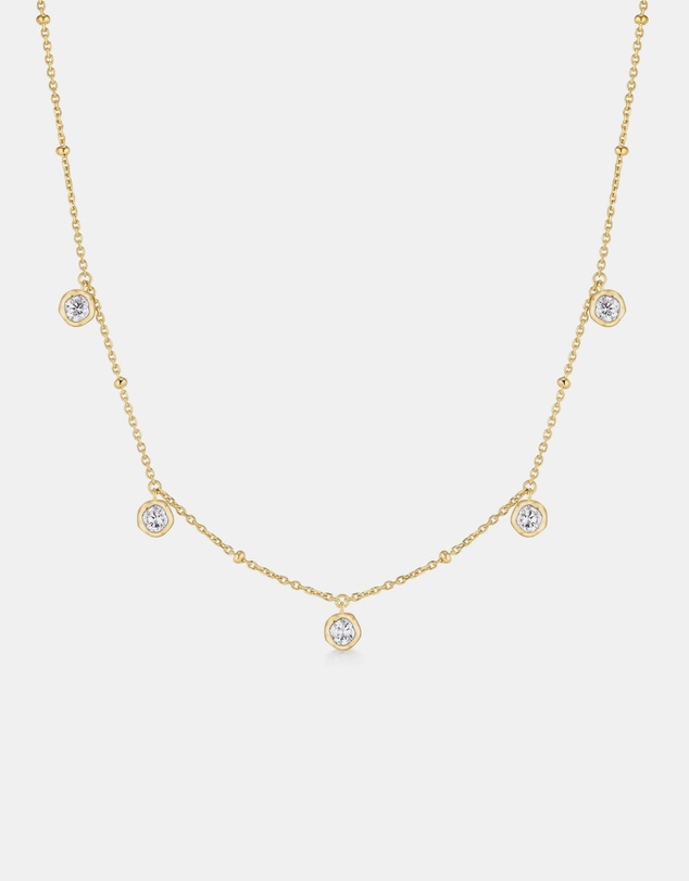 Ania Haie - Ania Haie Gold Molten Bezel-Set Droplet Station Necklace
