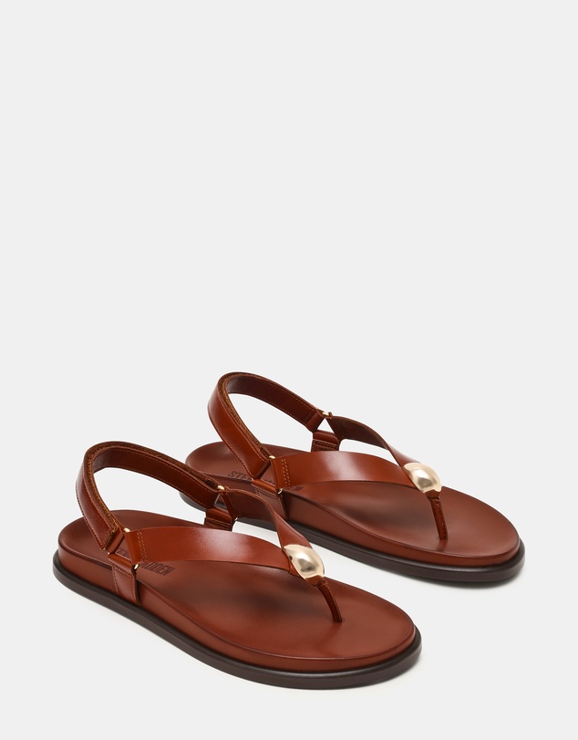 Steve Madden - Elvia Brown Leather Sandals