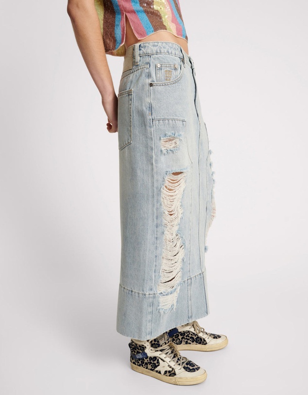 ONE TEASPOON - Fleetwood Cassidy Mid Waist Long Denim Column Skirt