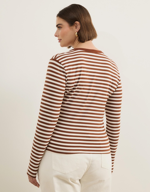 Atmos&Here Curvy - Deep V-Neck Long Sleeve T-Shirt