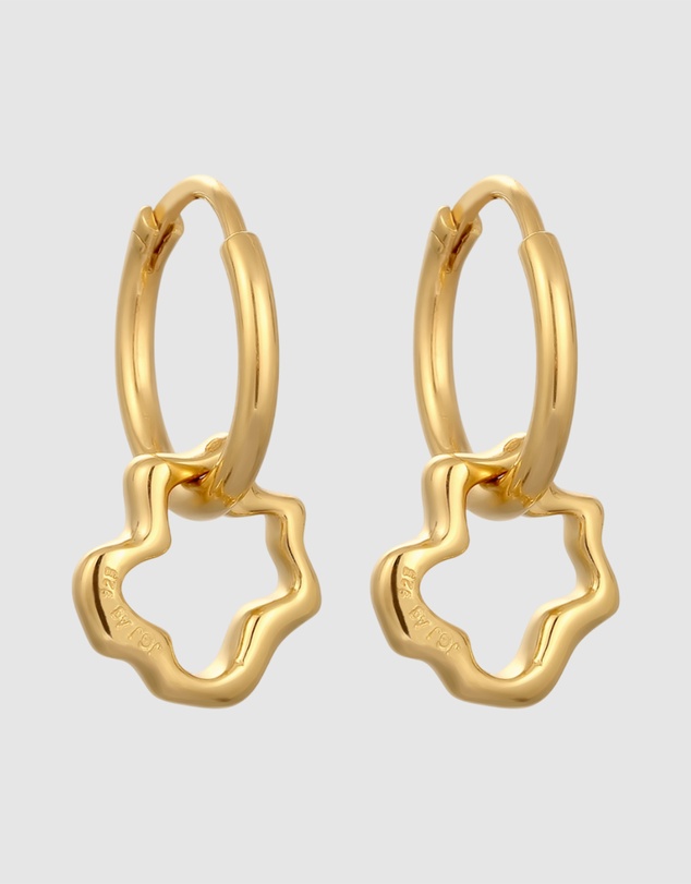 Elli Jewelry - Floral Hoop Earrings in Gold-Plated 925 Silver
