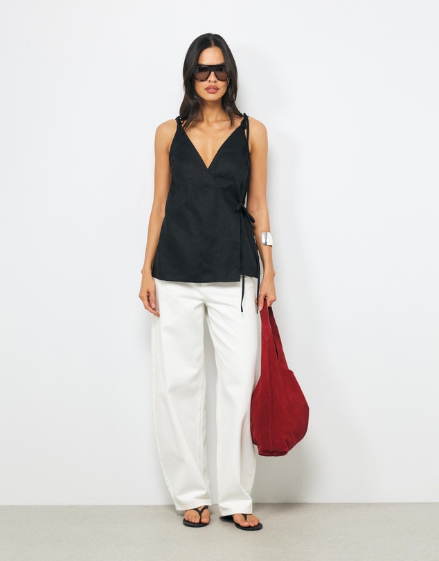 AERE - Remi Crossover Linen Top