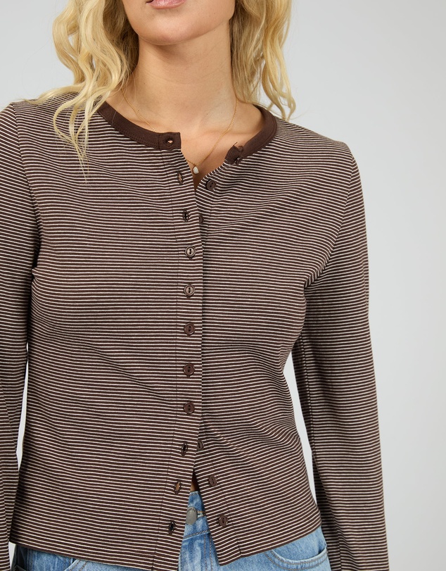 All About Eve - Sami Stripe Long Sleeve Top Brown