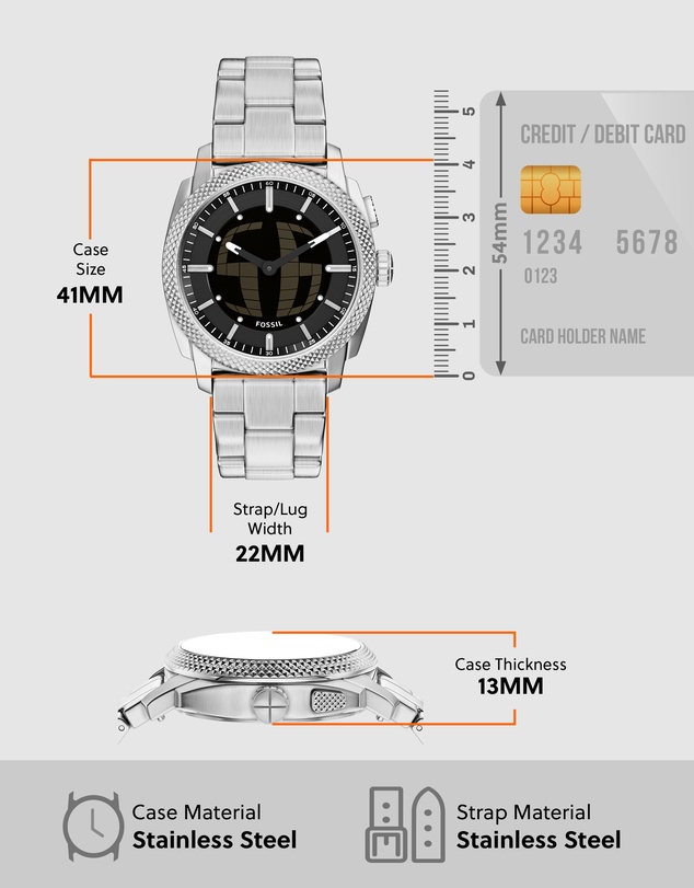 Fossil - Machine Silver Tone Analogue-Digital Watch