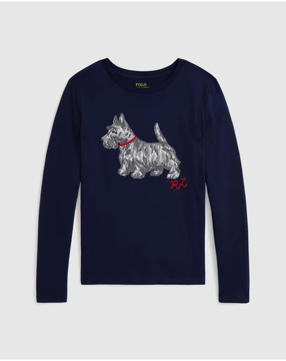Polo Ralph Lauren - Dog-Print Cotton Long-Sleeve Tee - ICONIC EXCLUSIVE - Teens