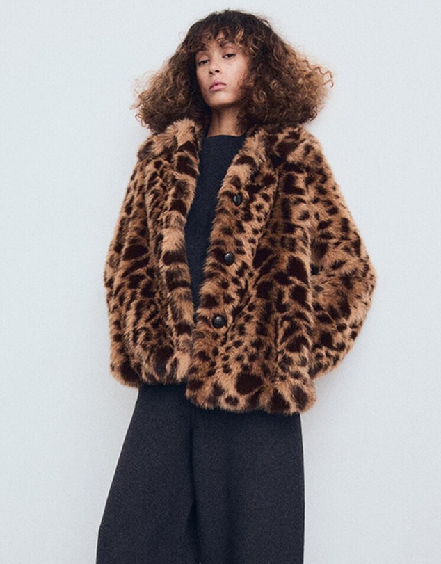 M.N.G - Fur-Effect Leopard-Print Coat
