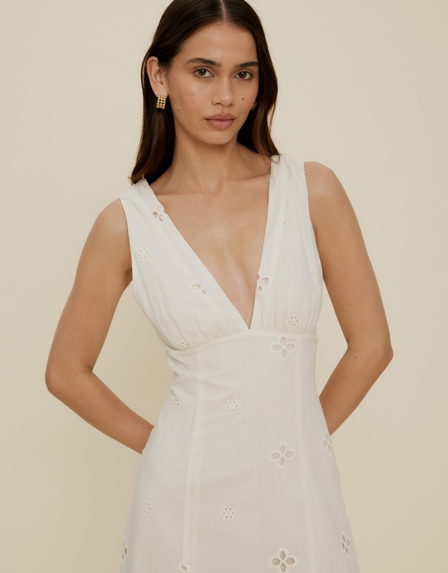 The Fated - Esther Column Broderie Midi Dress