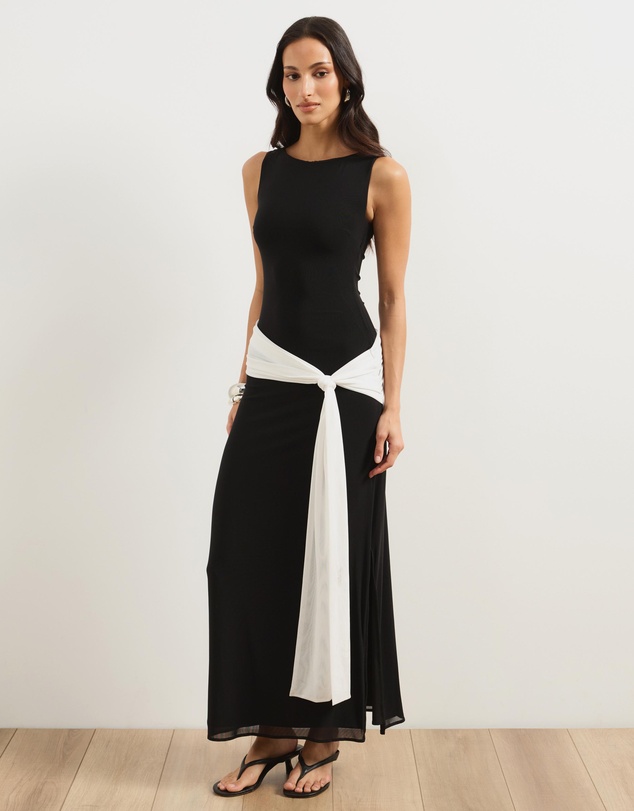 Atmos&Here - Lacey Contrast Mesh Midi Dress