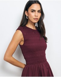 AERE - Esme Shirred Cotton Midi Dress