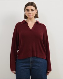 Atmos&Here Curvy - Eden Rib Collar Knit Jumper