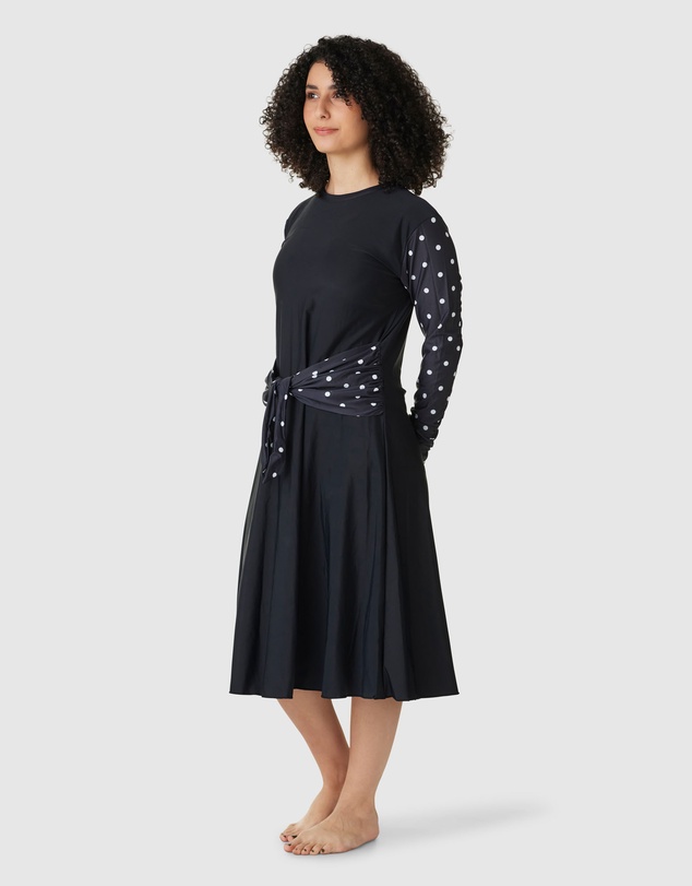 Modest Mermaid - Classic Dot tie front dress SPF50+