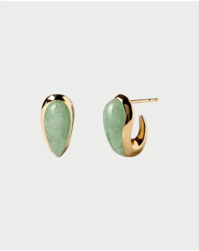 PDPAOLA - Luna Earrings Green Aventurine