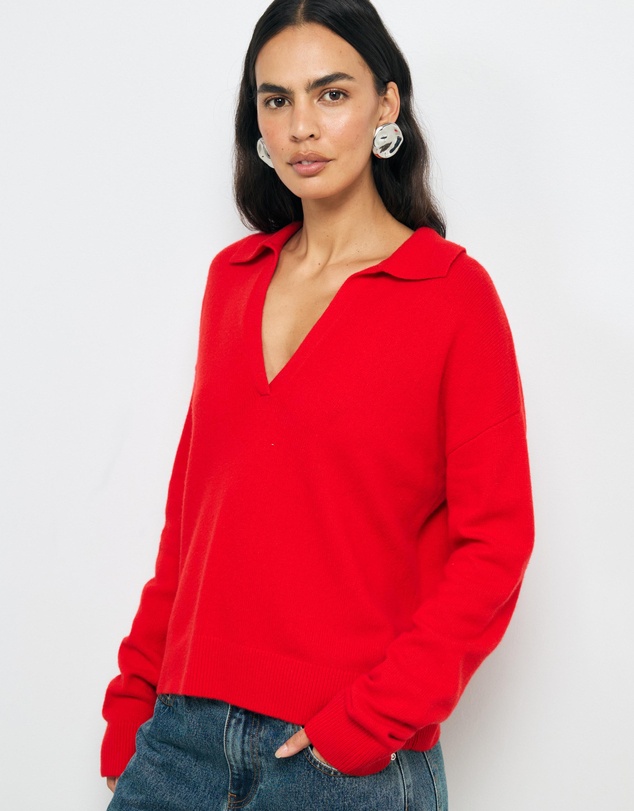 AERE - Asha Merino Wool Blend Polo Knit