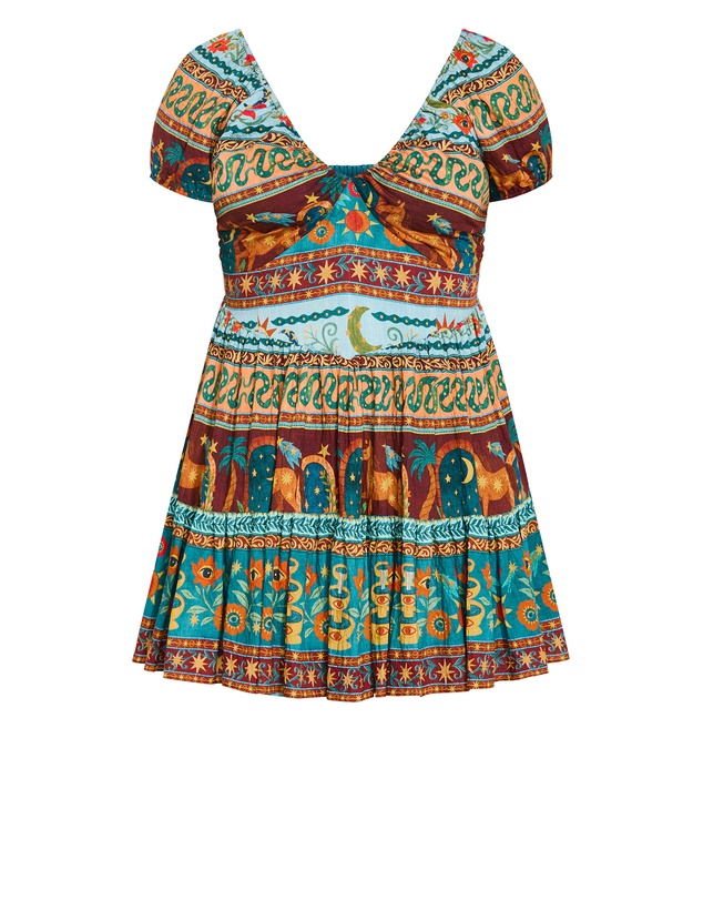 City Chic - Amaria Print V Neck Mini Dress