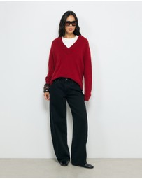 AERE - Nelu Merino Wool Blend V Neck Knit Jumper