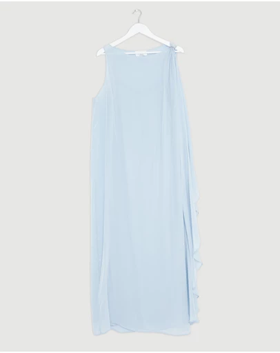 Revibe - Repaired Minima Esenciales Hallie Sheer Viscose Draped Maxi Dress - AU 14