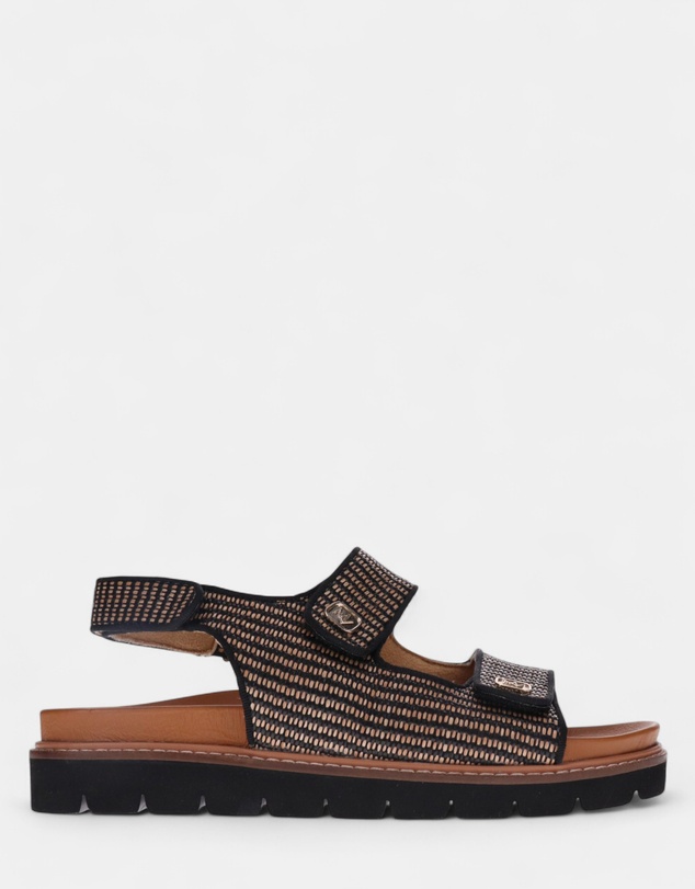 Mia Vita - Dakota Slingback Sandal - Black Raffia