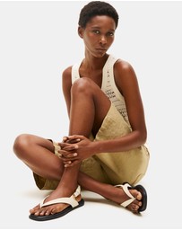 Tommy Hilfiger - Leather Color-Blocked Square Toe Sandals - Women's