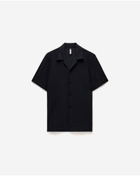 Calibre - Self Stripe Cuban Collar Shirt Black