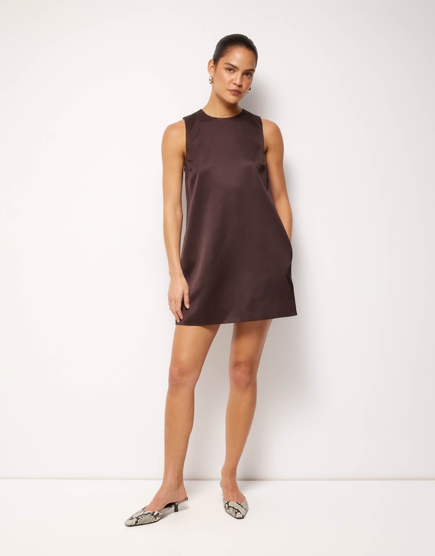 AERE - Nori Satin Shift Mini Dress