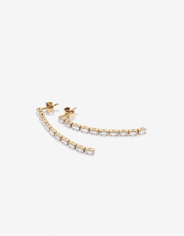 Michael Hill - Baguette Cubic Zirconia Tennis Drop Earrings in 18kt Yellow Gold Vermeil