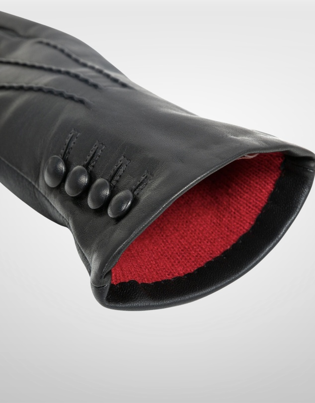 DENTS - Touchscreen Three-Point Cashmere-Lined Leather Gloves with Buttons