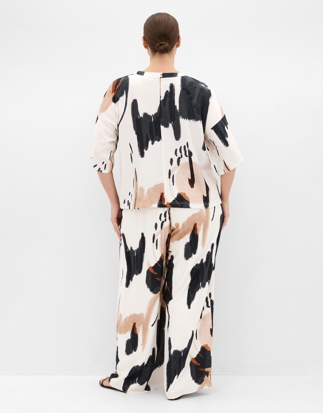 City Chic - Plus size Alexi Exhibit Print Pant - ivory